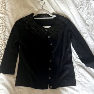 August Silk Black Cardigan Sweater